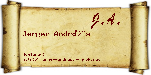 Jerger András névjegykártya